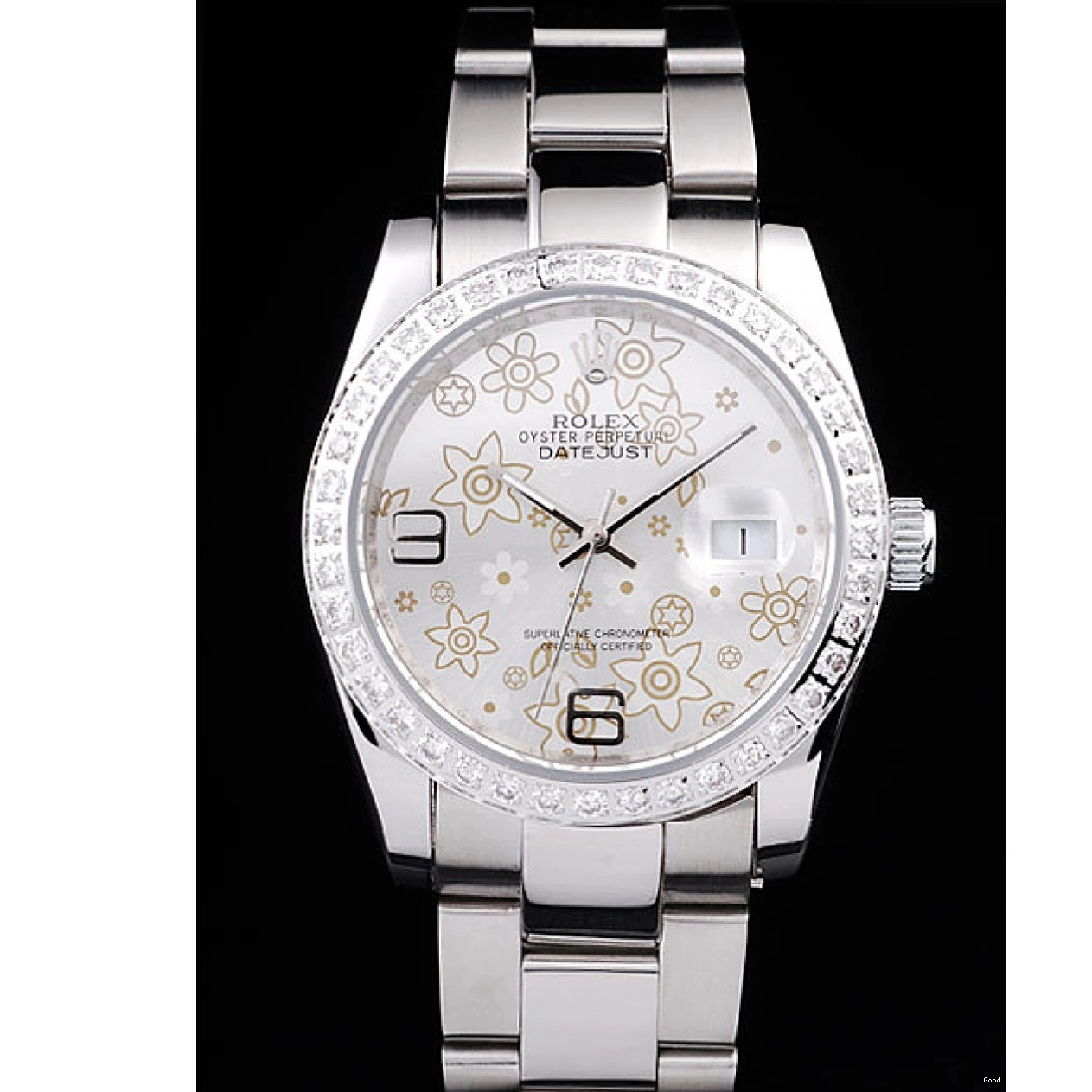 Rolex aaa copy Diamond Plated Polished Rolex 98081 Flowers Steel Dial Datejust Silver Stainless 0718